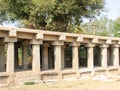 Beautiful columns architecture of ancient ruins of temple in Hampi Royalty Free Stock Photo