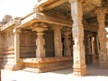 Beautiful columns architecture of ancient ruins of temple in Hampi Royalty Free Stock Photo