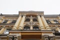 Beautiful columns on the facade of the historic architectural building Royalty Free Stock Photo