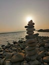 Beautiful combination of stone sun and river