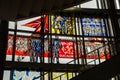 Beautiful communist stained glass inside ESMT building in Berlin