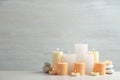 Beautiful composition with candles on table Royalty Free Stock Photo