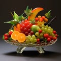 Beautiful composition with fruits in a glass vase