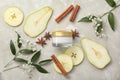 Beautiful composition with jar of cream on light background, flat lay