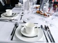 Elegant tables for a wedding party. Table setting. Royalty Free Stock Photo
