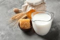 Beautiful composition with milk and honey Royalty Free Stock Photo