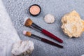 Beautiful composition: professional make-up brushes, equipment and decorative elements Royalty Free Stock Photo