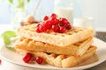 Beautiful composition with sweet belgian waffles Royalty Free Stock Photo