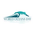 Beautiful concept card or logo for the World Oceans Day with wave.