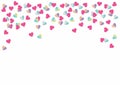 Beautiful Confetti Hearts Falling on Background. Valentine Day. Vector illustration.