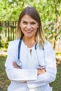 Confident female doctor outdoor Royalty Free Stock Photo