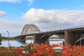 Beautiful construction of Waal bridge over river at Nijmegen