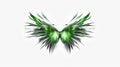 Beautiful Contemporary Green Color Butterfly Effect On White Background