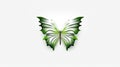 Beautiful Contemporary Green Color Butterfly Effect On White Background