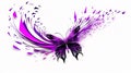 Beautiful Contemporary Purple Color Butterfly Effect On White Background