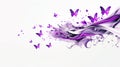 Beautiful Contemporary Purple Color Butterfly Effect On White Background