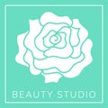 Beautiful contour logo with rose flower for boutique or beauty salon