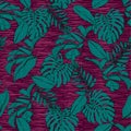 Beautiful contrast color of Floral and tropical leaves seamless