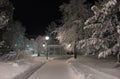 Winter night at Stadsparken in LuleÃÂ¥ Royalty Free Stock Photo