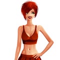 Beautiful coquette active lady illustration, gorgeous slim Royalty Free Stock Photo