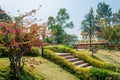 Beautiful corner in the Park of Kopan monastery, Kathmandu, Nepal.