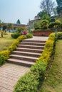 Beautiful corner in the Park of Kopan monastery, Kathmandu, Nepal.