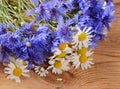 The beautiful cornflower on wooden background Royalty Free Stock Photo