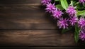 Beautiful cornflowers on wooden background, top view. Space for text