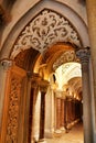 Beautiful corridor with archs and pillars of Monserrate Palace in Sintra Royalty Free Stock Photo