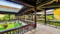 A Beautiful Corridor At Garden In Hue Imperial Citadel, Vietnam.