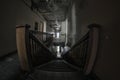 Beautiful corridor and staircase in an old abandoned manor house Royalty Free Stock Photo