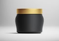 Beautiful cosmetic packaging jar container with golden cap isolated 3d illustration