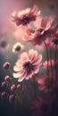 Beautiful cosmos flower in vintage color tone, soft focus background.