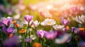 Beautiful cosmos flowers blooming in garden