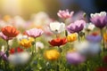 Beautiful cosmos flowers blooming in garden