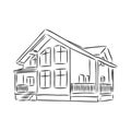 Beautiful cottage, house, vector sketch illustration, estate, home