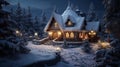 beautiful cottage in mountains generated by AI tool