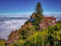 Beautiful cottage before Pico Ruivo summit. Madeira Island. Portugal.