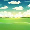 Beautiful country landscape. clouds. Vector illustration