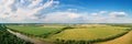 Beautiful countryside landscape with croplands fields and beautiful sky Royalty Free Stock Photo