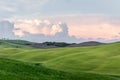 Beautiful countryside landscapes in Tuscany with rolling hills during the sunset Royalty Free Stock Photo