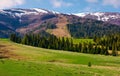 Beautiful countryside with snow on mountain top Royalty Free Stock Photo