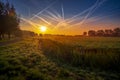 Beautiful countryside sunrise in Netherlands Royalty Free Stock Photo