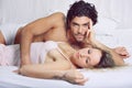 Beautiful couple in bed Royalty Free Stock Photo