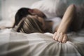 Beautiful couple being romantic and passionate in bed Royalty Free Stock Photo