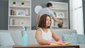 Beautiful couple cleaning at home Royalty Free Stock Photo