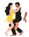 Beautiful couple dancing Latin American salsa dance.
