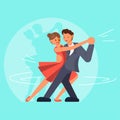 Beautiful couple dancing tango vector flat illustration Royalty Free Stock Photo