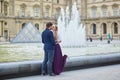Beautiful couple having a date in Palais Royal in Paris Royalty Free Stock Photo