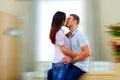 Beautiful couple kissing at home Royalty Free Stock Photo